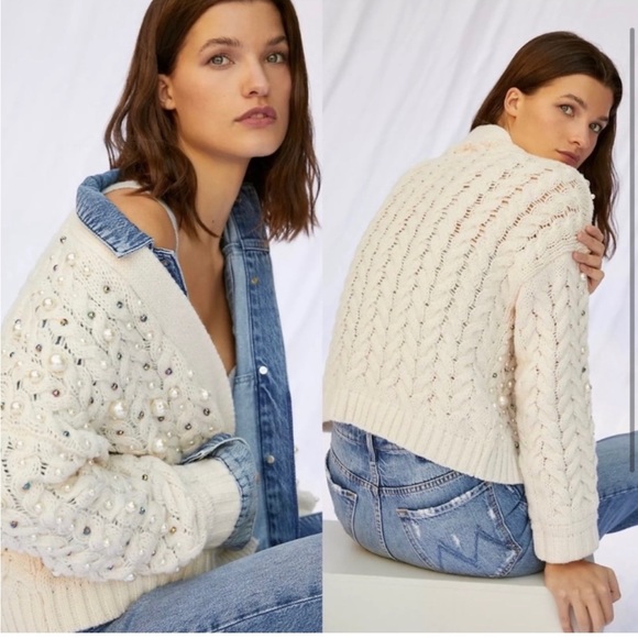 Anthropology festive embellished cardigan one size fits most - Picture 2 of 8